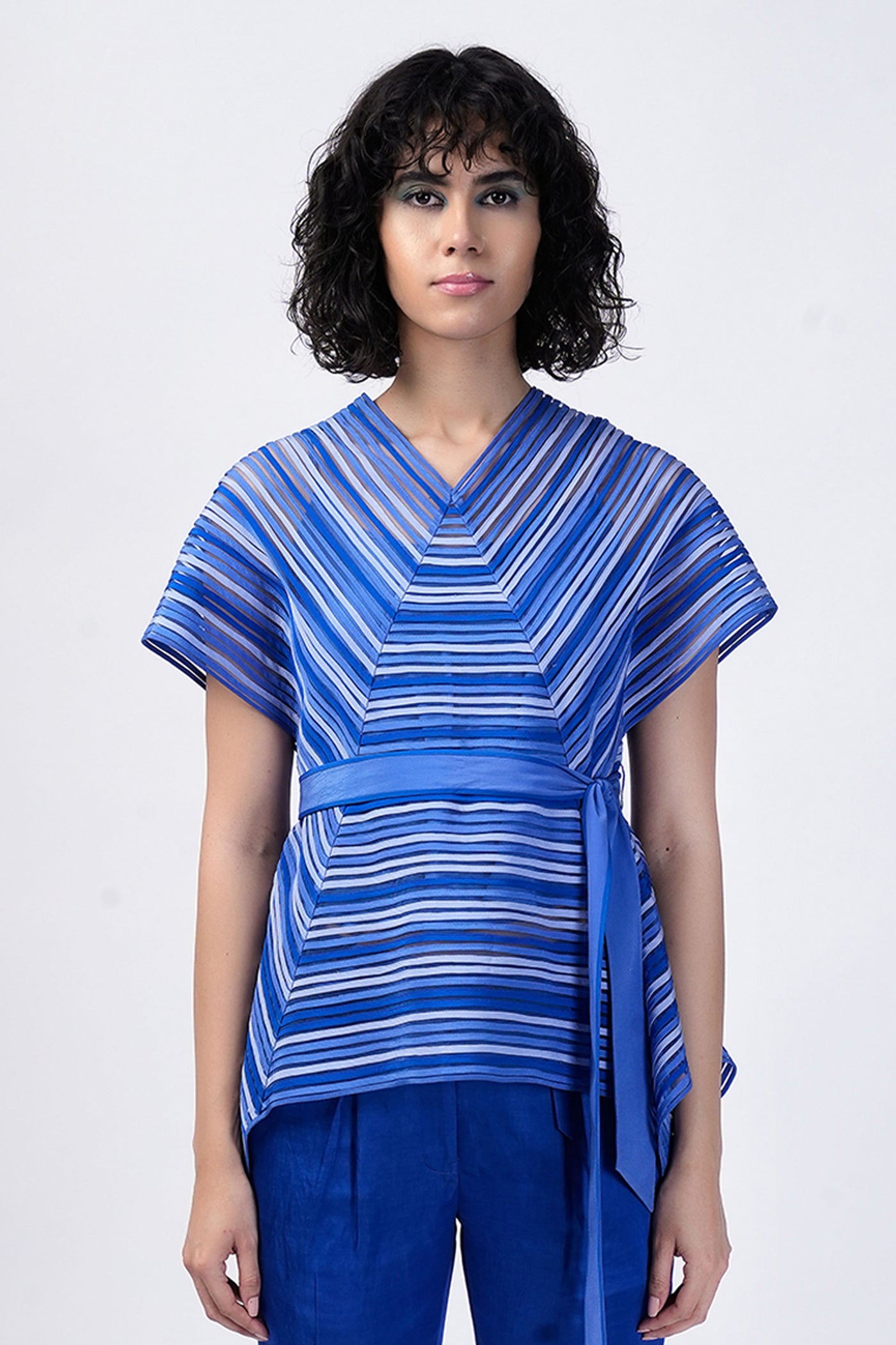Rohit Gandhi Rahul Khanna Nautical Paneled Top indian designer wear online shopping melange singapore