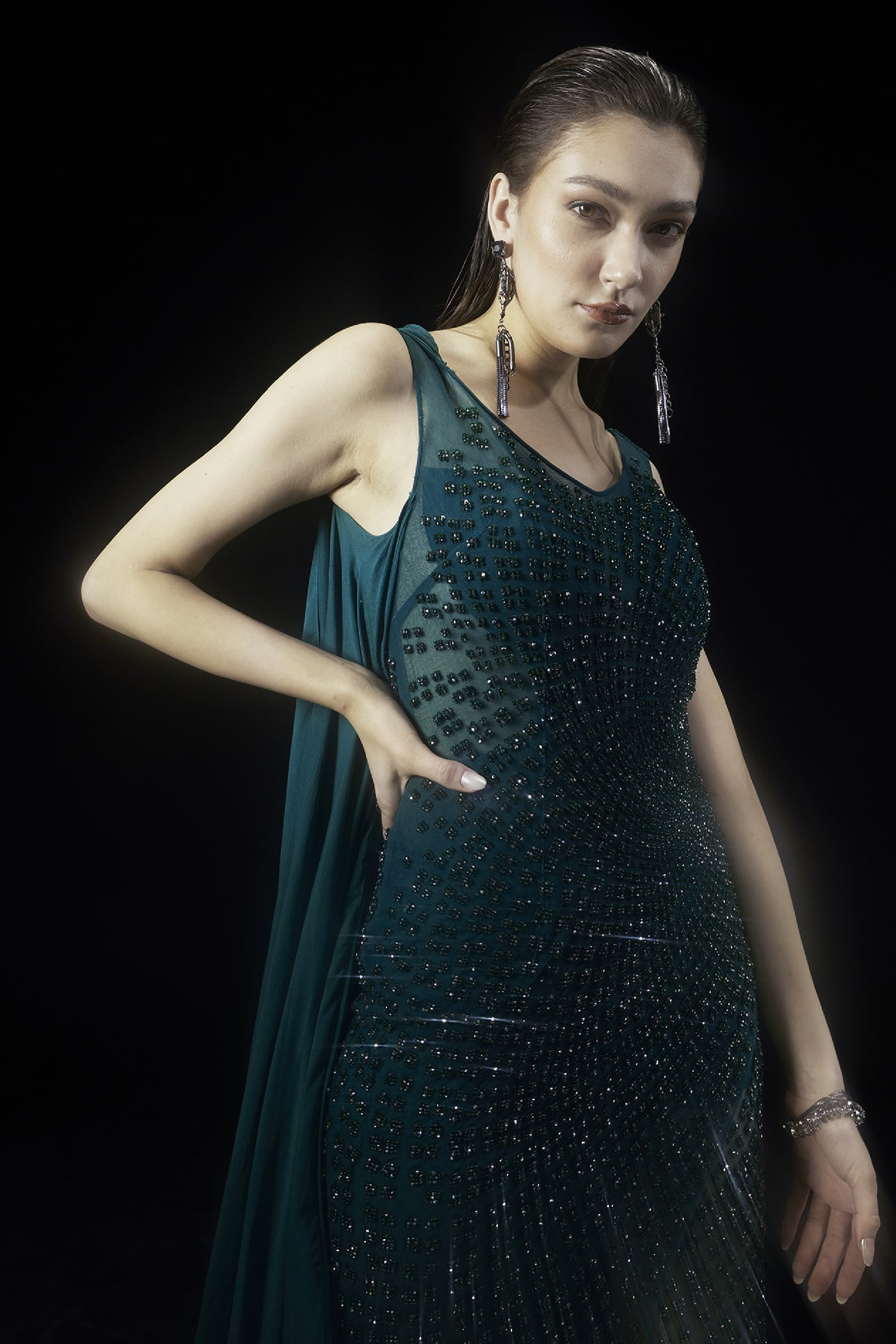 RohitGandhi RahulKhanna Ada Off Shoulder Gown Indian designer wear online shopping melange singapore