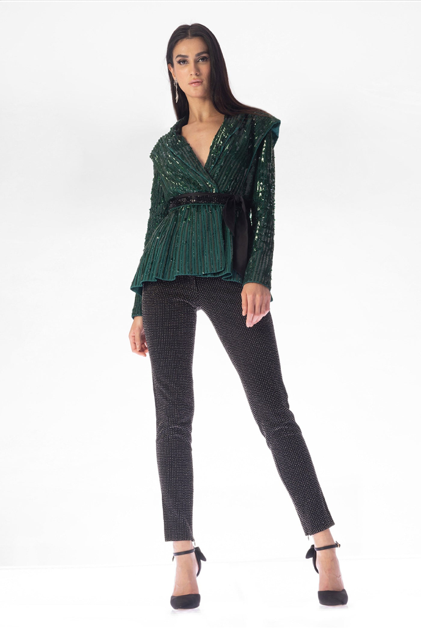 RohitGandhi RahulKhanna Arrow Sequin Jacket Indian designer wear online shopping melange singapore