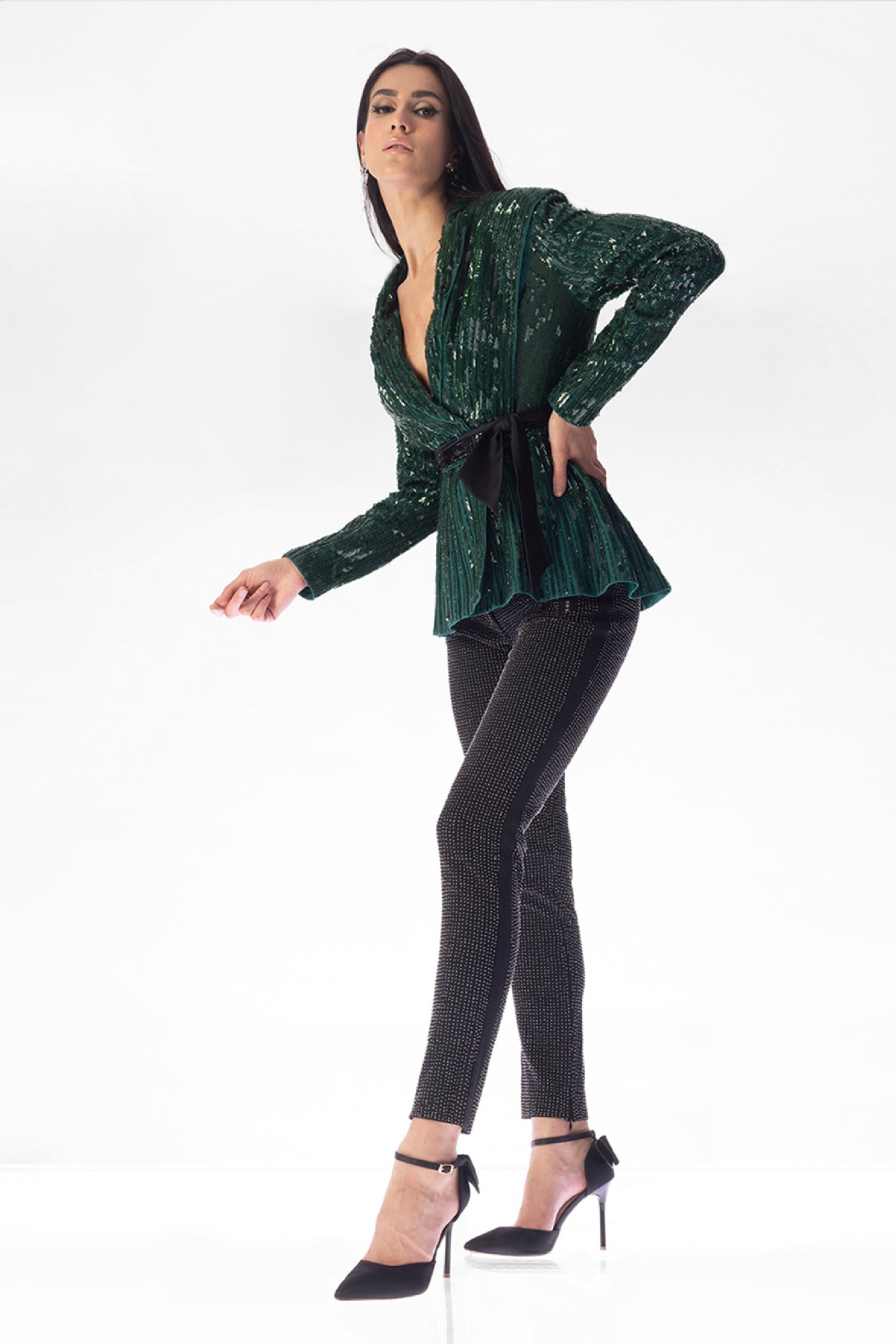 RohitGandhi RahulKhanna Arrow Sequin Jacket Indian designer wear online shopping melange singapore