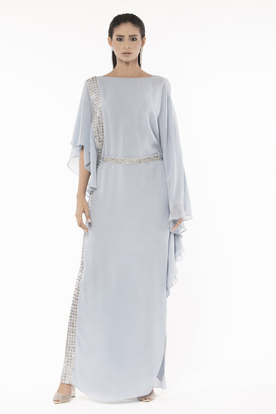 Rohit Gandhi and Rahul Khanna Asymmetric Tunic With Bead Embroidery And Belt indian designer wear online shopping melange singapore