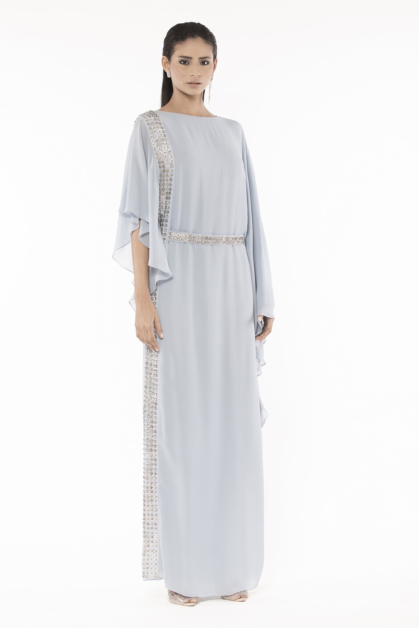 Rohit Gandhi and Rahul Khanna Asymmetric Tunic With Bead Embroidery And Belt indian designer wear online shopping melange singapore