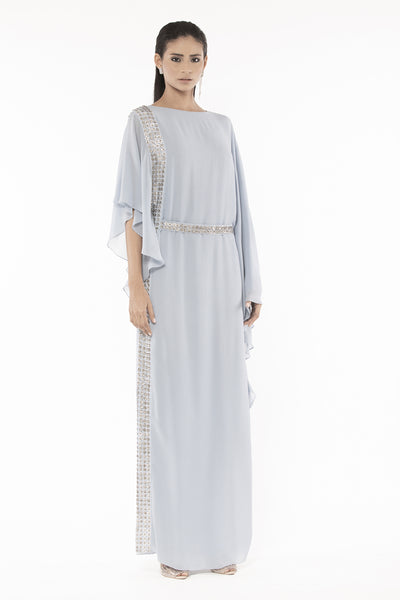 Rohit Gandhi and Rahul Khanna Asymmetric Tunic With Bead Embroidery And Belt indian designer wear online shopping melange singapore