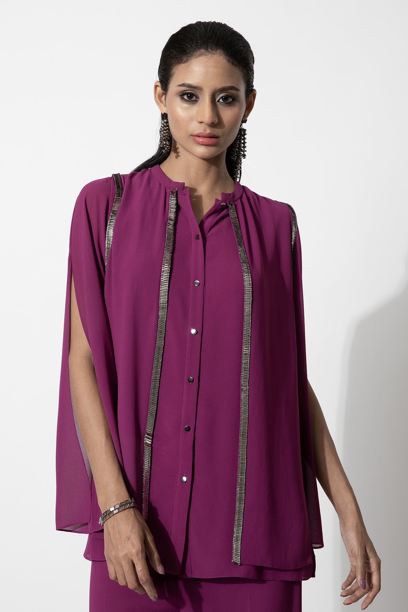 Rohit Gandhi and Rahul Khanna Asymmetrical Flared Shirt indian designer wear online shopping melange singapore
