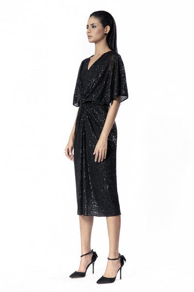 Rohit Gandhi and Rahul Khanna Black Draped Dress indian designer wear online shopping melange singapore