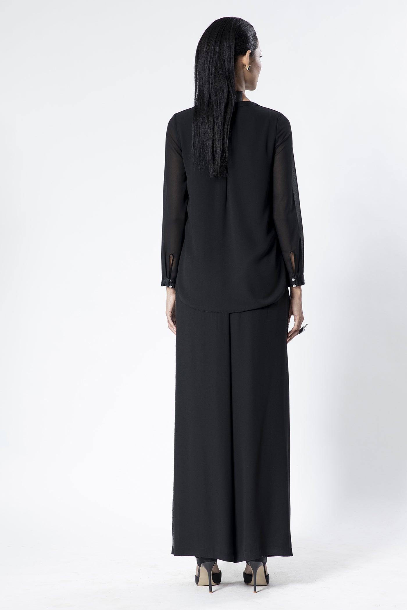 Rohit Gandhi and Rahul Khanna Black Embellished Sleeve Top indian designer wear online shopping melange singapore