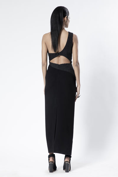 Rohit Gandhi and Rahul Khanna Black One-Shoulder Dress indian designer wear online shopping melange singapore