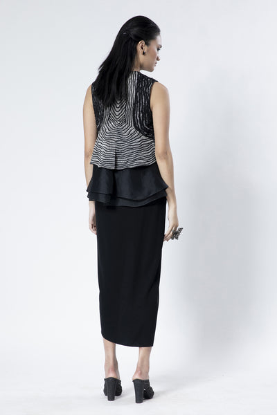 Rohit Gandhi and Rahul Khanna Black Organza Multi-Layered Top indian designer wear online shopping melange singapore