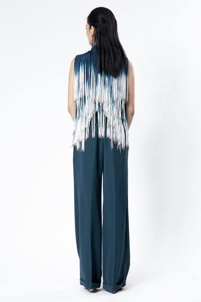 Rohit Gandhi and Rahul Khanna Camellia Ombre Fringe Jacket indian designer wear online shopping melange singapore