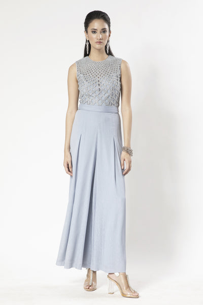 Rohit Gandhi and Rahul Khanna Cutwork Georgette Jumpsuit indian designer wear online shopping melange singapore