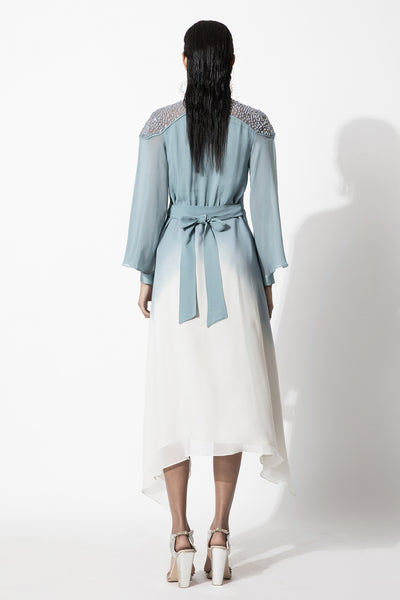 Rohit Gandhi and Rahul Khanna Embellished Yoke Ombre Dress indian designer wear online shopping melange singapore