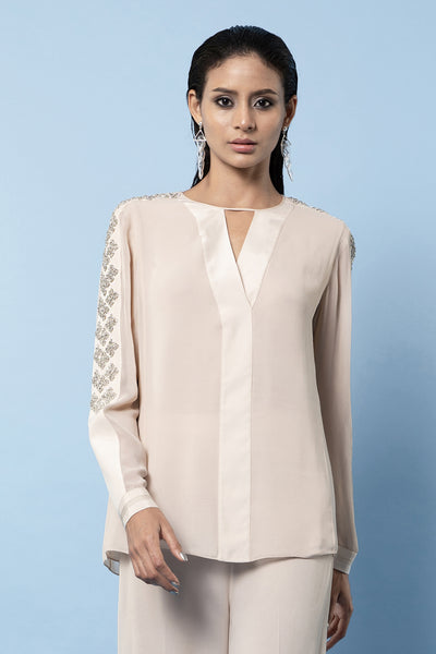 Rohit Gandhi and Rahul Khanna Embroidered Sleeve Top indian designer wear online shopping melange singapore