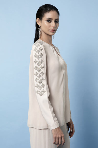 Rohit Gandhi and Rahul Khanna Embroidered Sleeve Top indian designer wear online shopping melange singapore