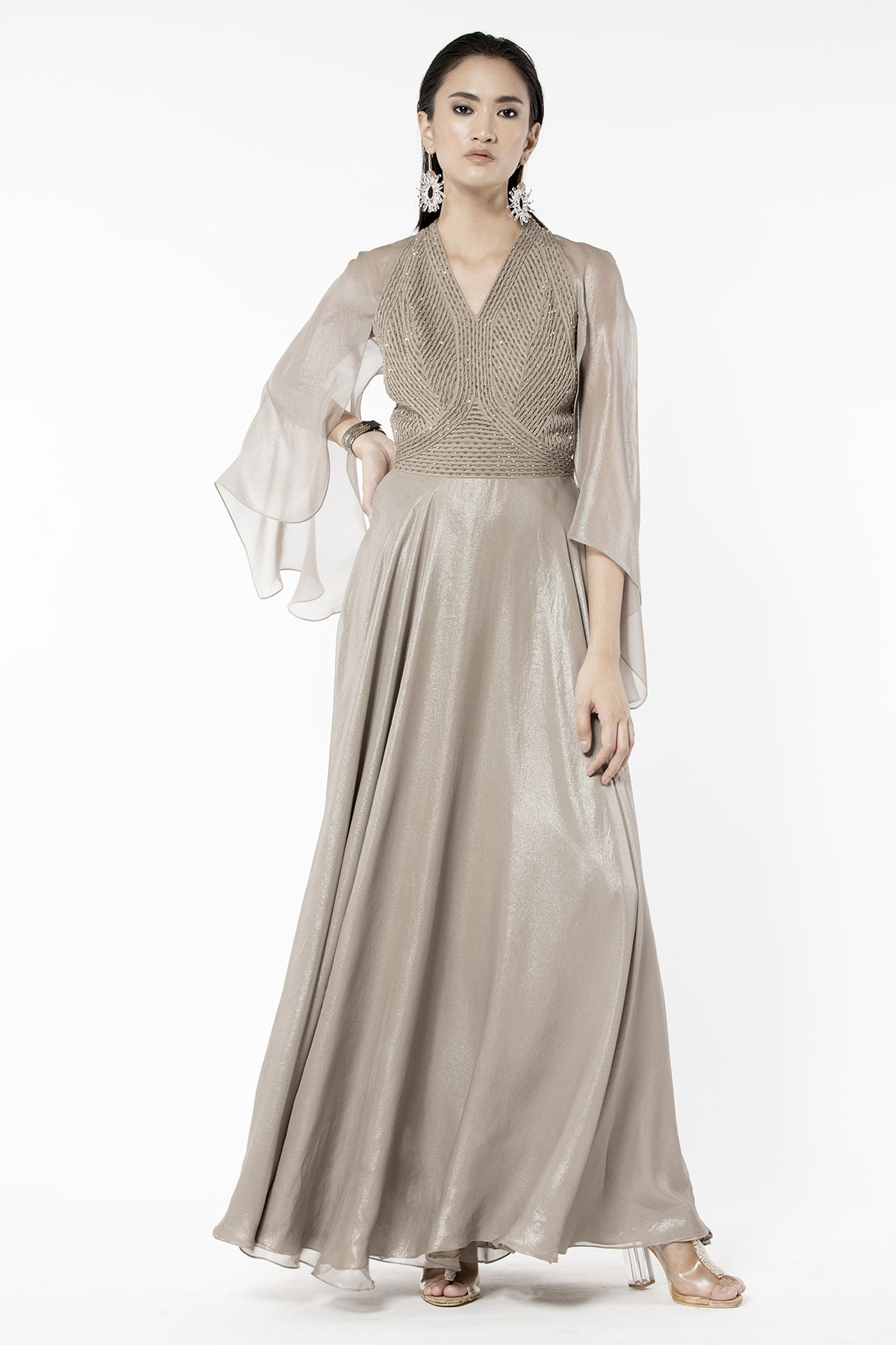 Rohit Gandhi and Rahul Khanna Gold Kaftan With Tonal Embellishments indian designer wear online shopping melange singapore