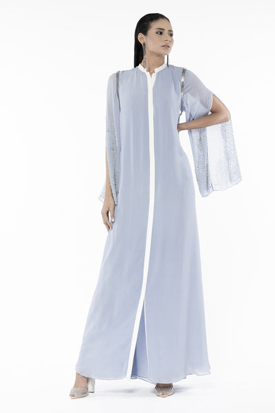 Rohit Gandhi and Rahul Khanna Iris Blue Kaftan With Slit Sleeves indian designer wear online shopping melange singapore