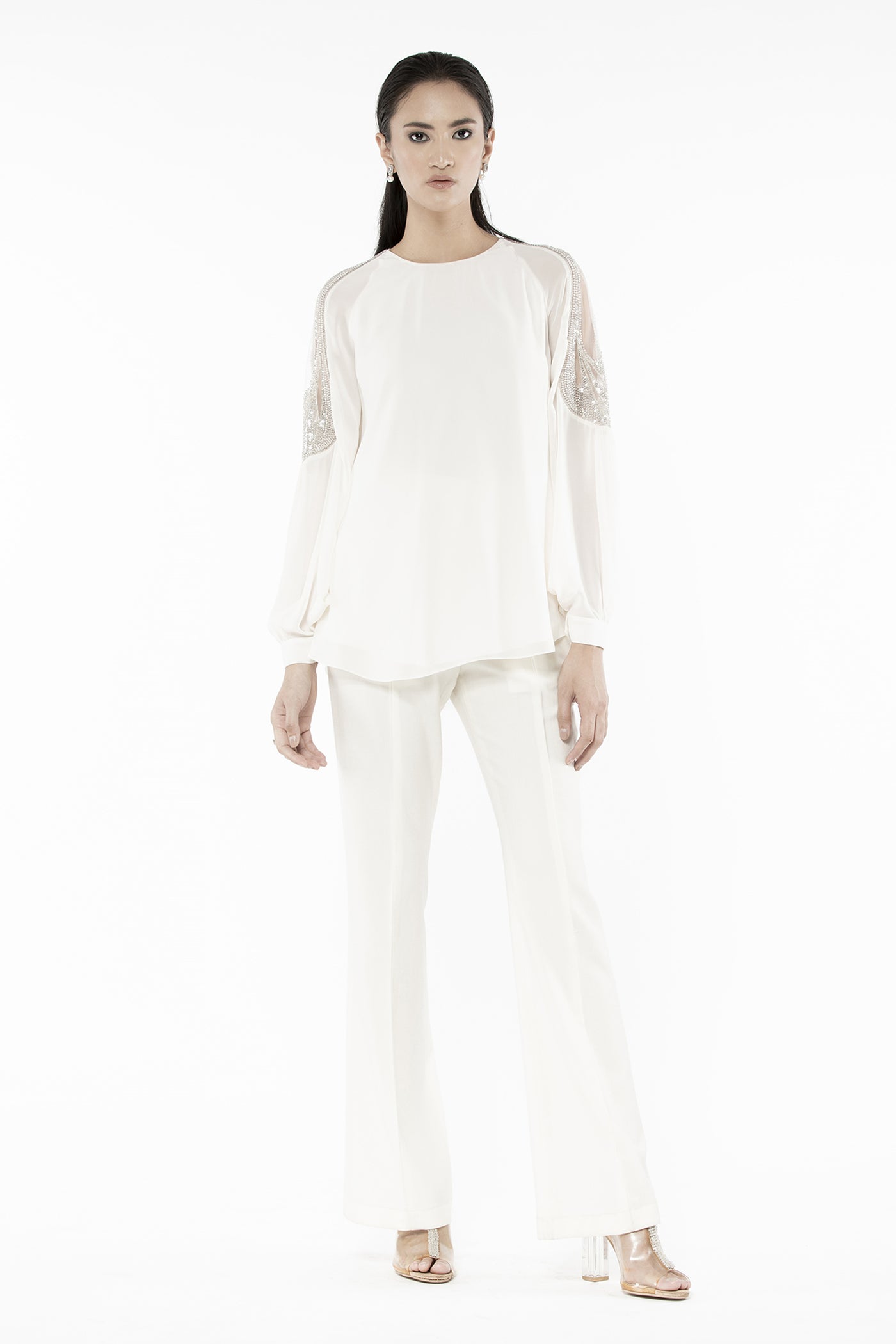 Rohit Gandhi and Rahul Khanna Off White Swing Top indian designer wear online shopping melange singapore