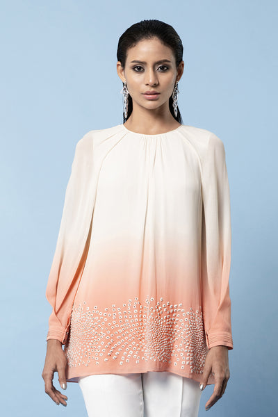 Rohit Gandhi and Rahul Khanna Ombre Embellished Swing Top indian designer wear online shopping melange singapore