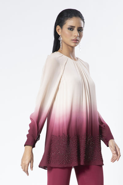 Rohit Gandhi and Rahul Khanna Ombre Embellished Swing top indian designer wear online shopping melange singapore