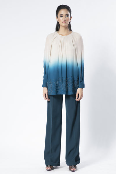 Rohit Gandhi and Rahul Khanna Ombre Embellished Swing top indian designer wear online shopping melange singapore