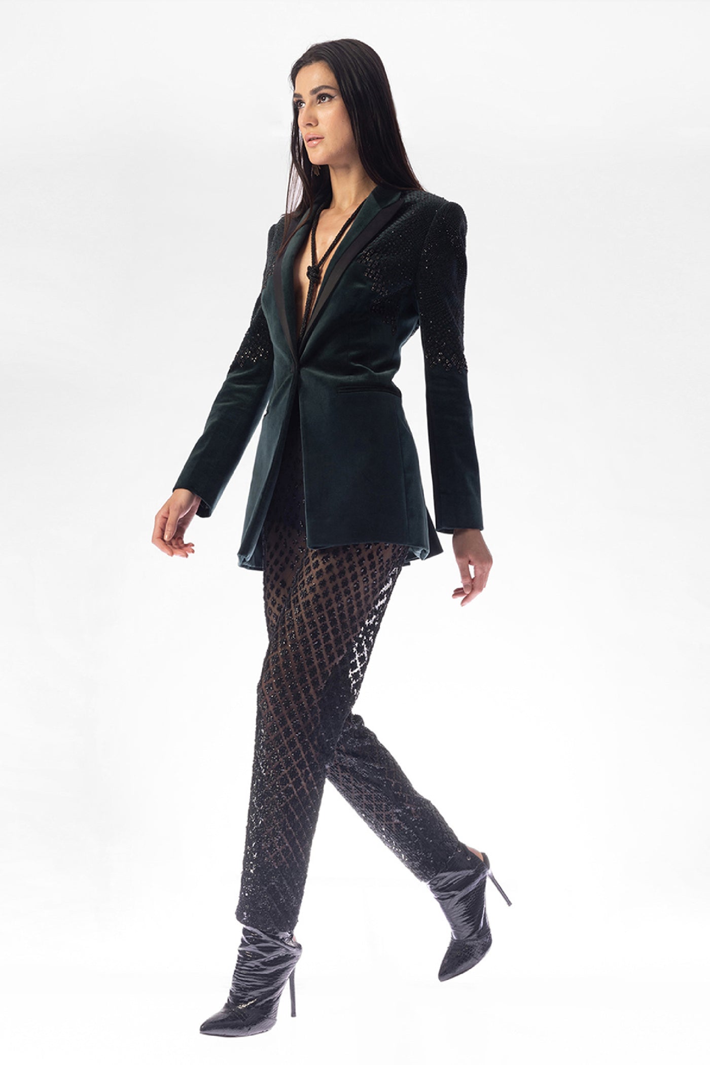 RohitGandhi RahulKhanna Onyx Emerald Jacket Indian designer wear online shopping melange singapore