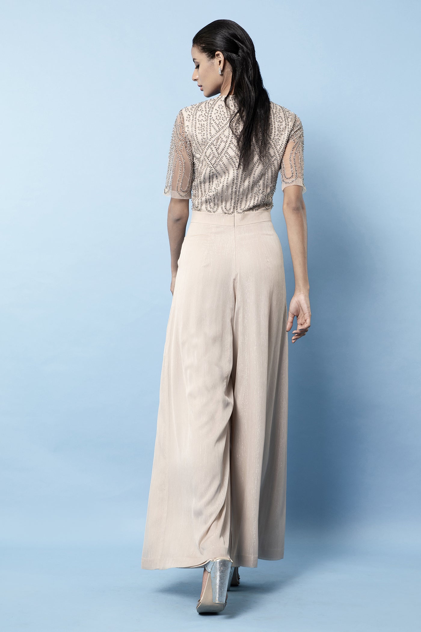 Rohit Gandhi and Rahul Khanna Shimmer Clay Embroidered Jumpsuit indian designer wear online shopping melange singapore