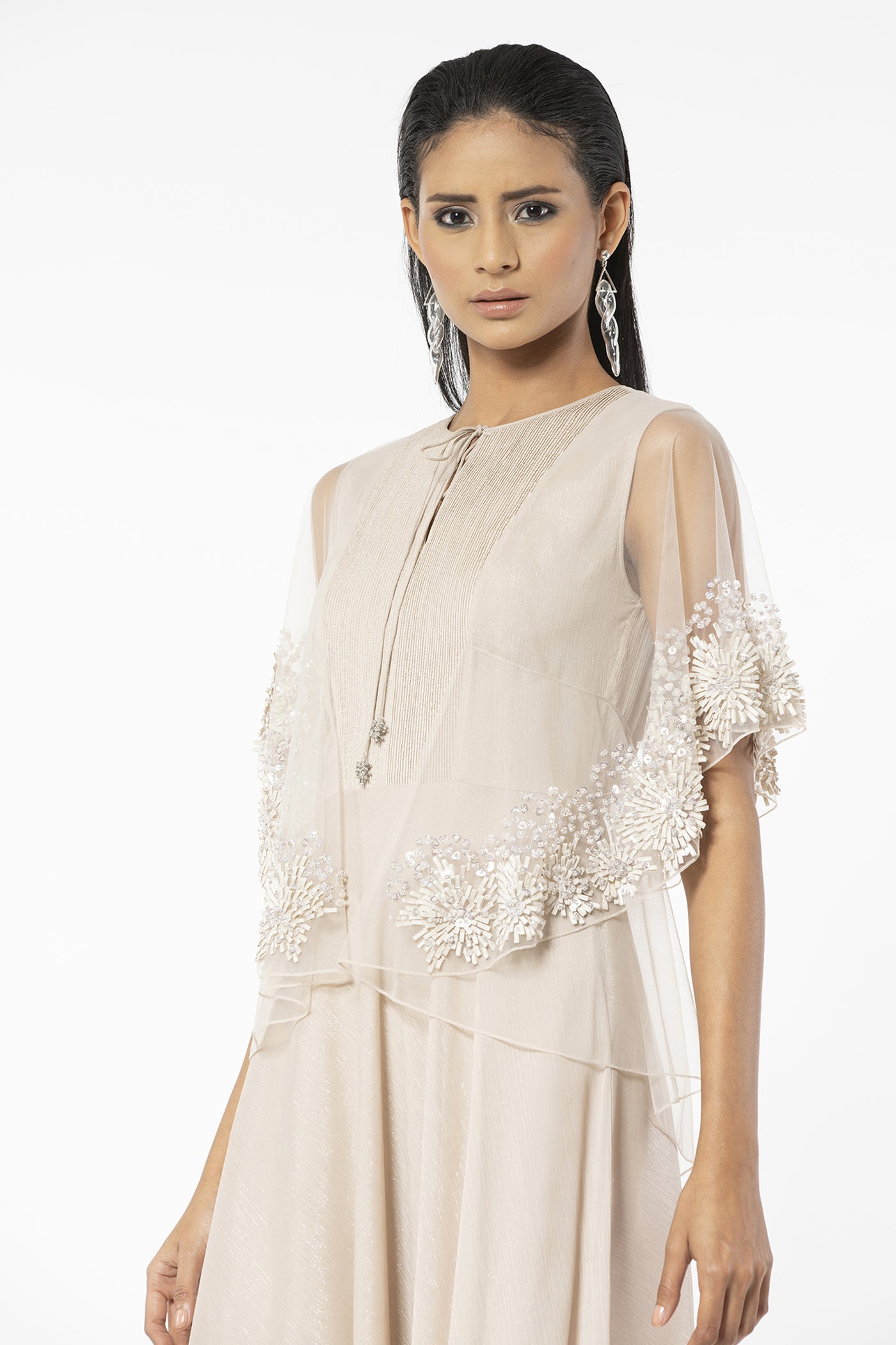 Rohit Gandhi and Rahul Khanna Shimmer Clay Kaftan with Short Drape indian designer wear online shopping melange singapore