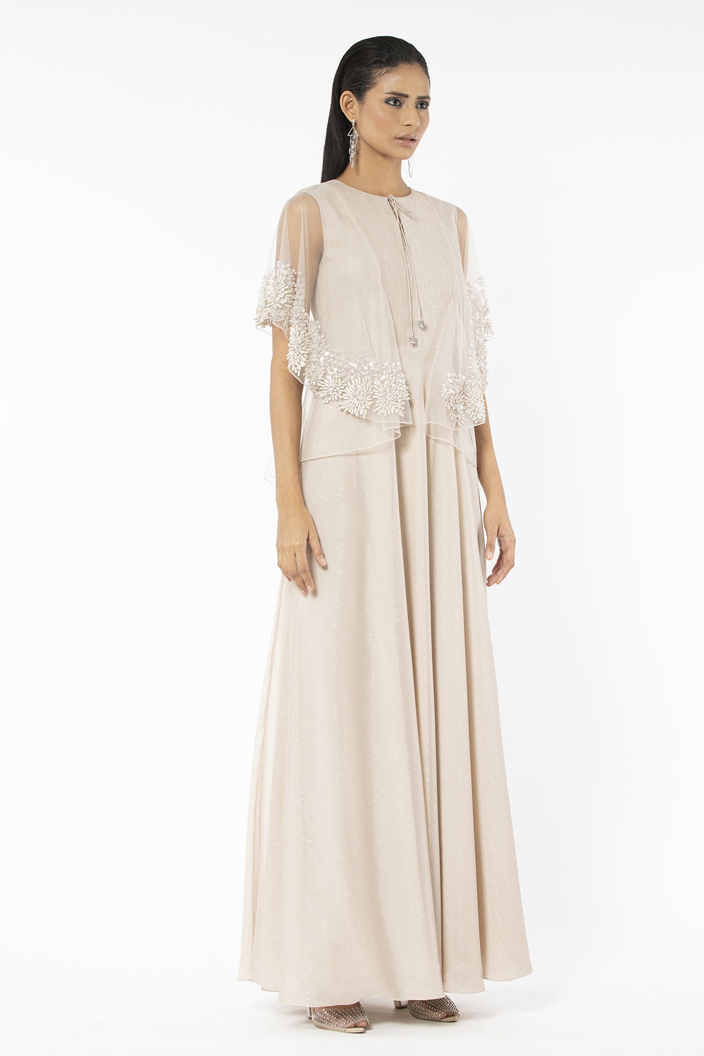 Rohit Gandhi and Rahul Khanna Shimmer Clay Kaftan with Short Drape indian designer wear online shopping melange singapore