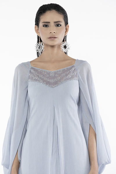 Rohit Gandhi and Rahul Khanna Sky Blue Kaftan with Bishop Sleeves indian designer wear online shopping melange singapore