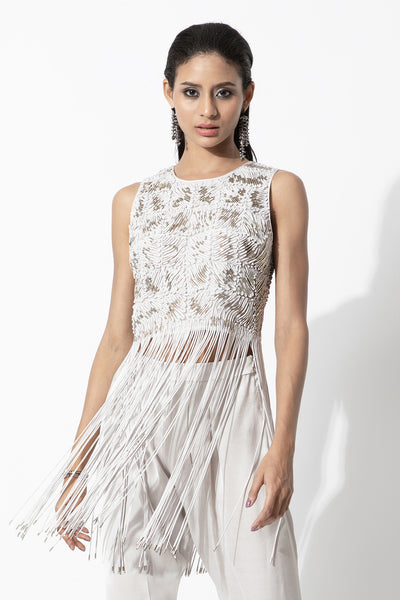 Rohit Gandhi and Rahul Khanna Willow Fringe Top indian designer wear online shopping melange singapore