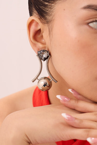 Ruhhette Aster Gemstone Earrings Silver indian designer wear online shopping melange singapore