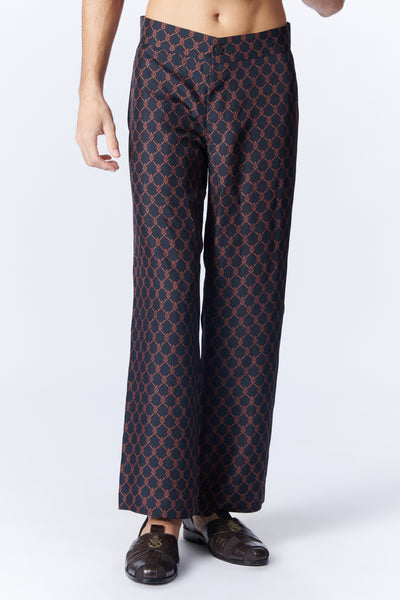 SN By Shantanu Nikhil Menswear Black Twill Silk Trouser indian designer wear online shopping melange singapore