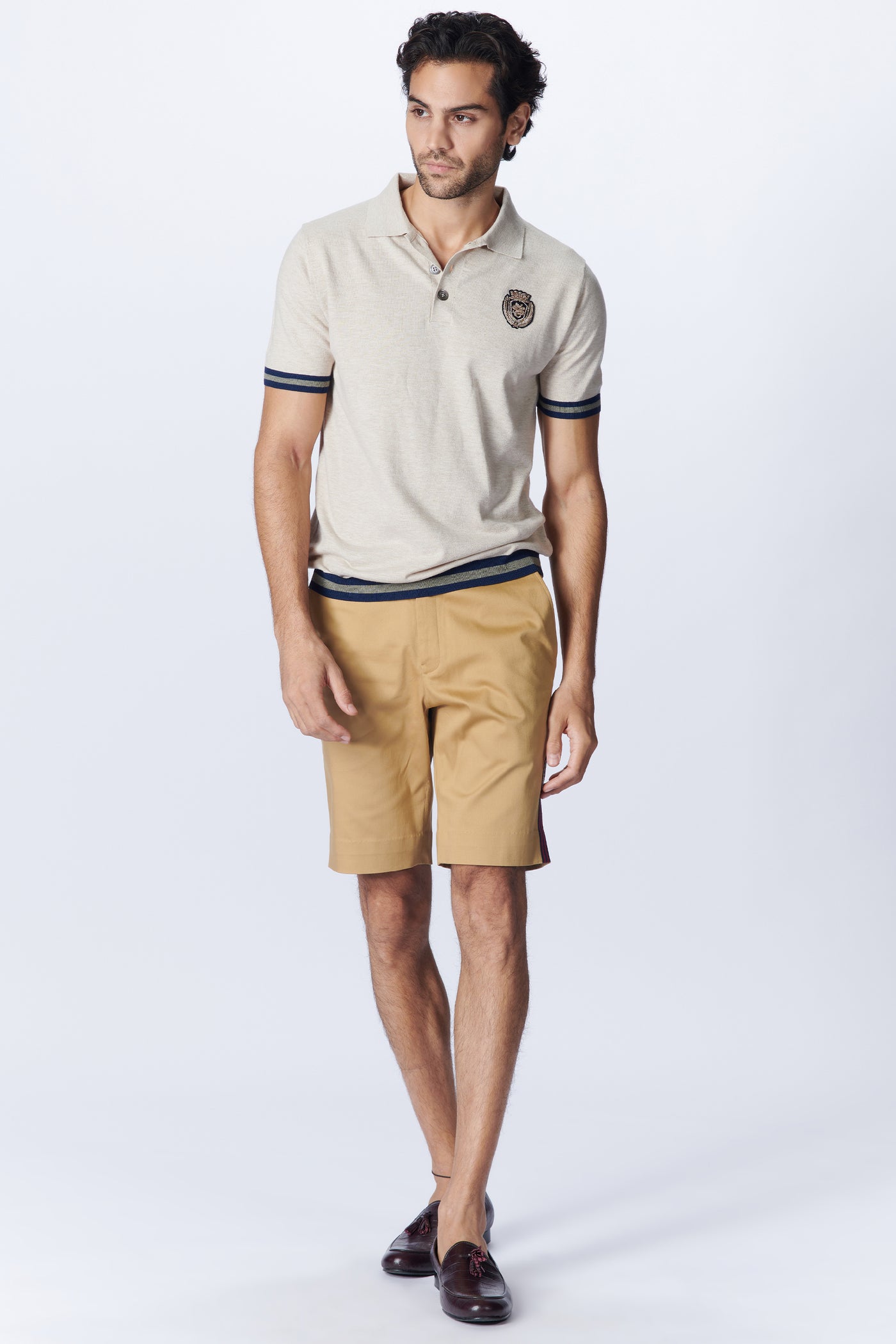 SN By Shantanu Nikhil Menswear SNCC Beige Knit T-Shirt indian designer wear online shopping melange singapore