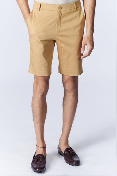 SN By Shantanu Nikhil Menswear SNCC Beige Shorts With Crest indian designer wear online shopping melange singapore