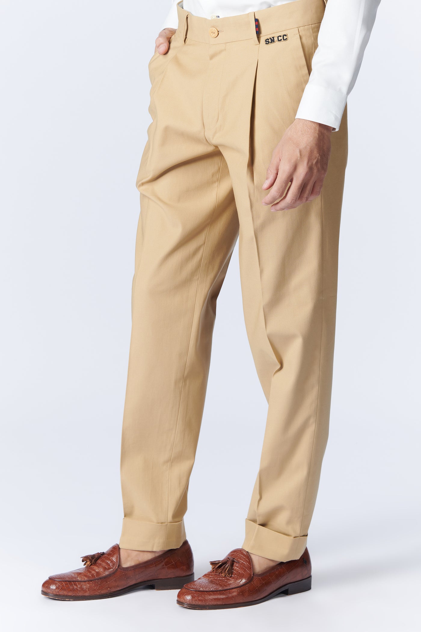 SN By Shantanu Nikhil Menswear SNCC Beige Trousers indian designer wear online shopping melange singapore