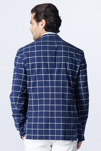 SN By Shantanu Nikhil Menswear SNCC Double Breasted Plaid Jacket indian designer wear online shopping melange singapore