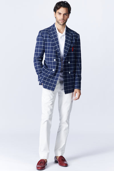 SN By Shantanu Nikhil Menswear SNCC Double Breasted Plaid Jacket indian designer wear online shopping melange singapore