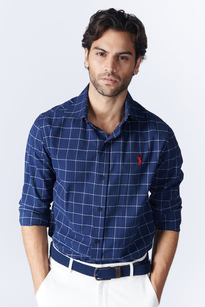 SN By Shantanu Nikhil Menswear SNCC Navy Check Shirt indian designer wear online shopping melange singapore