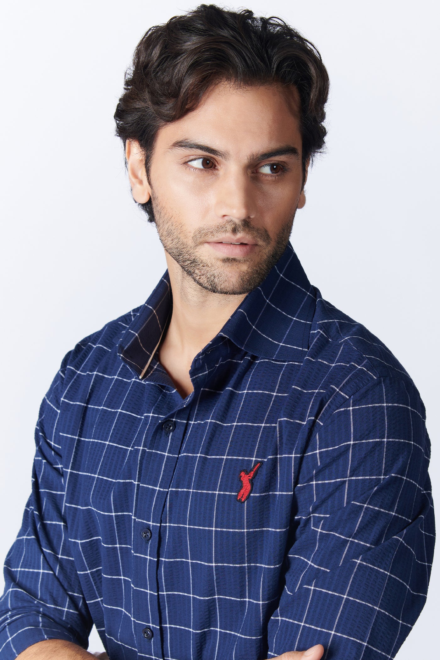 SN By Shantanu Nikhil Menswear SNCC Navy Check Shirt indian designer wear online shopping melange singapore