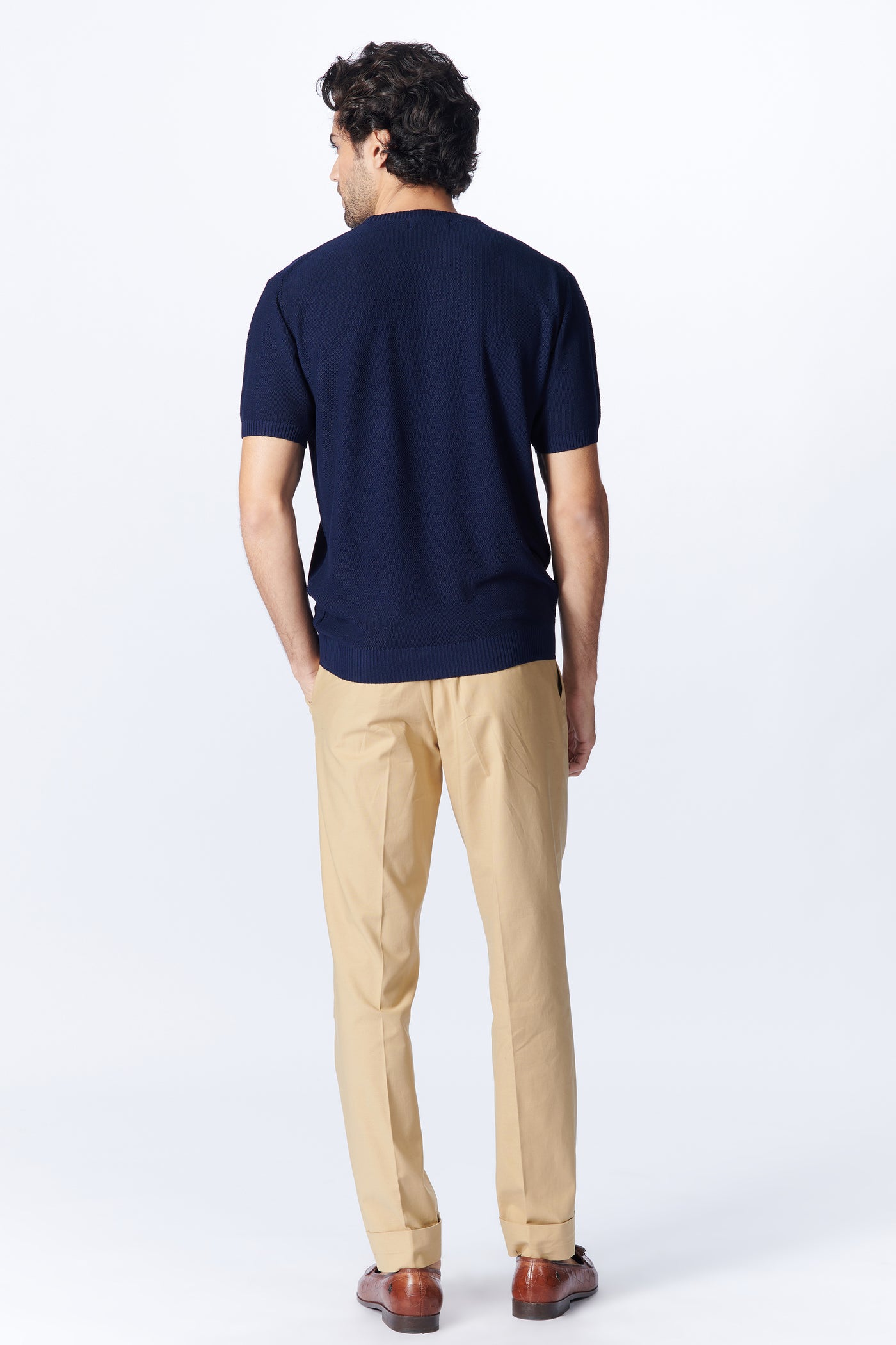SN By Shantanu Nikhil Menswear SNCC Navy Knit T-Shirt indian designer wear online shopping melange singapore