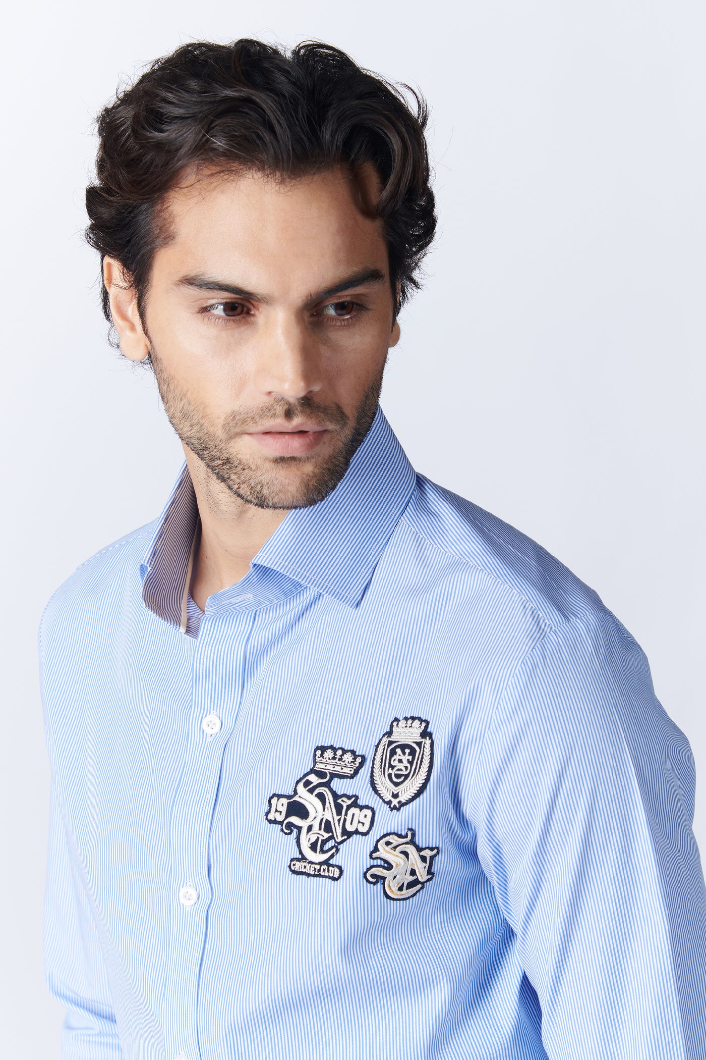 SN By Shantanu Nikhil Menswear SNCC Navy Shirt With Engraved Panel indian designer wear online shopping melange singapore