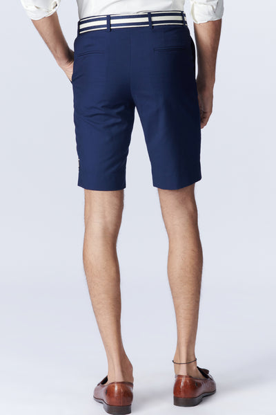 SN By Shantanu Nikhil Menswear SNCC Navy Shorts With Crest indian designer wear online shopping melange singapore