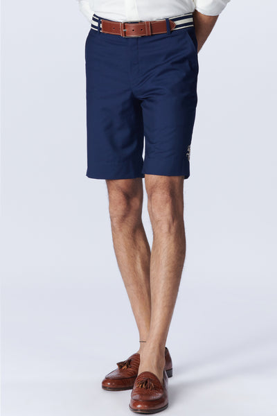 SN By Shantanu Nikhil Menswear SNCC Navy Shorts With Crest indian designer wear online shopping melange singapore