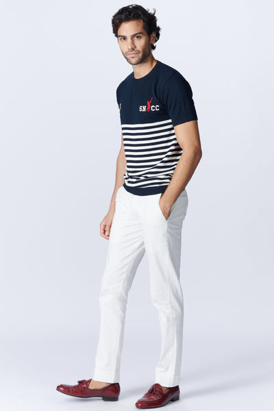 SN By Shantanu Nikhil Menswear SNCC Navy Stripe Polo T-shirt indian designer wear online shopping melange singapore