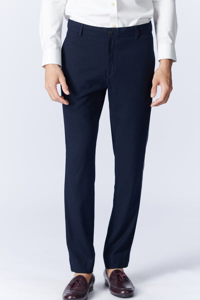 SN By Shantanu Nikhil Menswear SNCC Navy Trouser With Pipe Detailing indian designer wear online shopping melange singapore