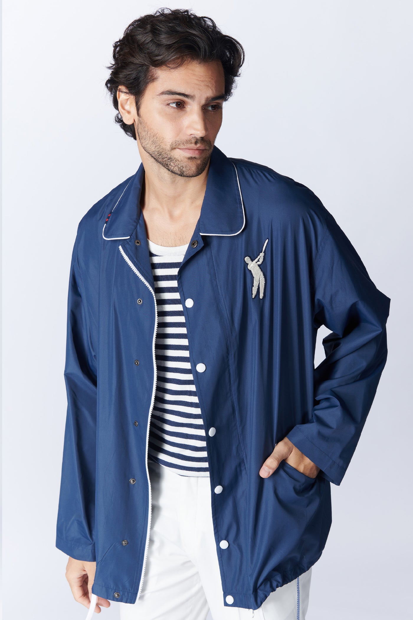 SN By Shantanu Nikhil Menswear SNCC Navy Windbreaker Jacket indian designer wear online shopping melange singapore