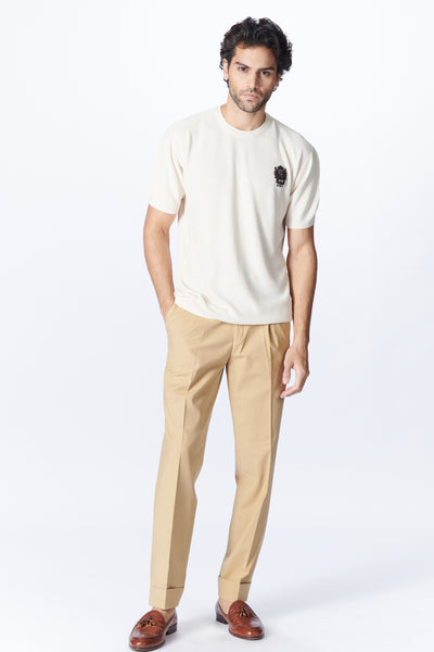 SN By Shantanu Nikhil Menswear SNCC Off White Knit T-Shirt indian designer wear online shopping melange singapore