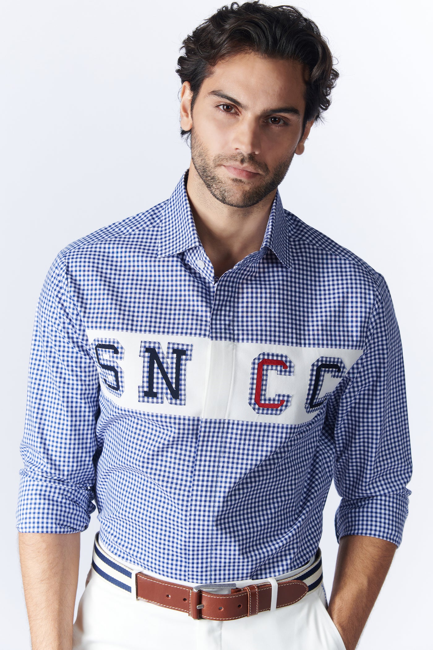 SN By Shantanu Nikhil Menswear SNCC Plaid Shirt with Patch Logo indian designer wear online shopping melange singapore