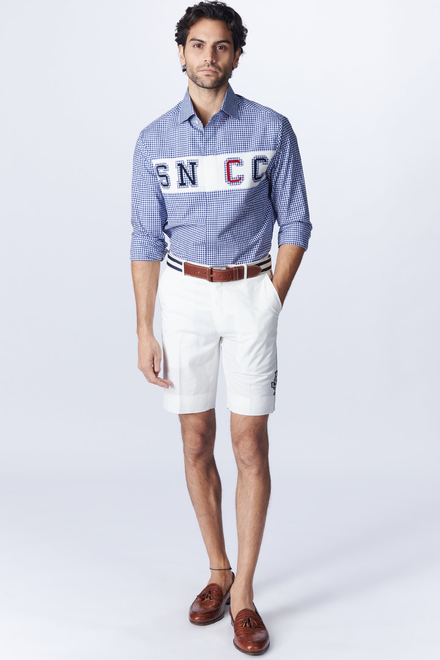 SN By Shantanu Nikhil Menswear SNCC Plaid Shirt with Patch Logo indian designer wear online shopping melange singapore