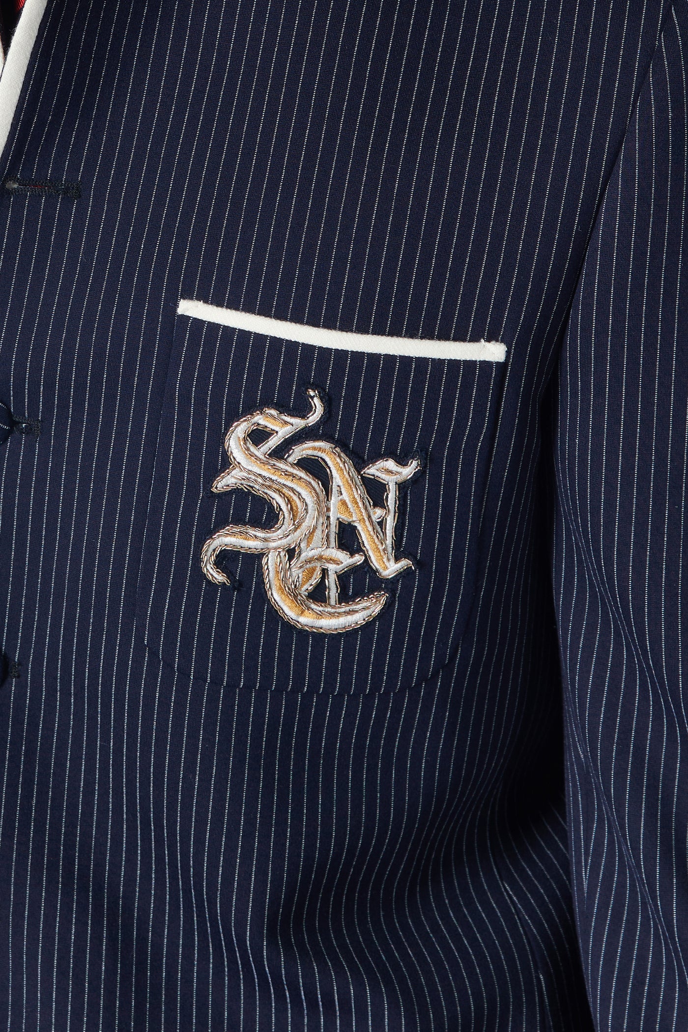 SN By Shantanu Nikhil Menswear SNCC Stripe Bandhgala With Crest indian designer wear online shopping melange singapore