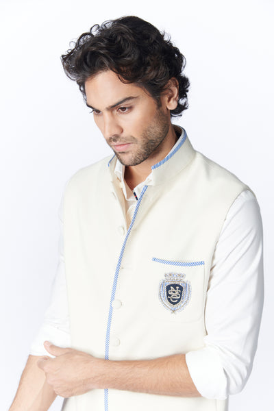 SN By Shantanu Nikhil Menswear SNCC Waistcoat With Contrast Piping indian designer wear online shopping melange singapore